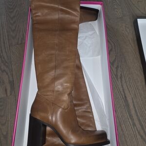 Size 41 Vince Camuto Tan Leather Moto Boots
